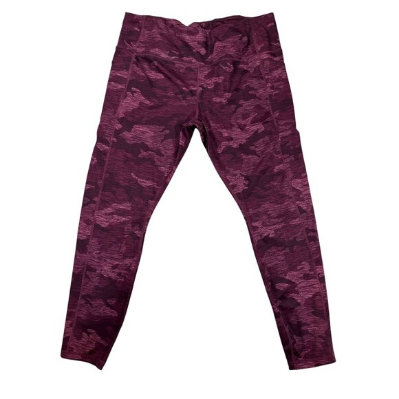 Avia Pants - Avia Womens XXL Camouflage Leggings Stretch Fit Maroon Purple Activewear